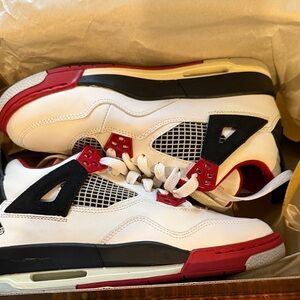 Air Jordan 4 Retro GS MARS BLACKMON in White, Red, and Black